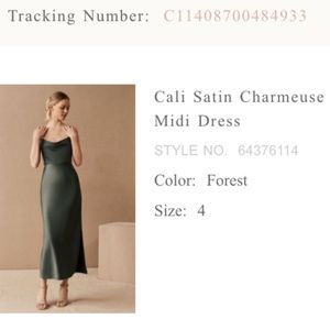 BHLDN cali satin bridesmaid dress